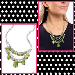 2/$10 Paparazzi Dewy Disposition - Green Necklace